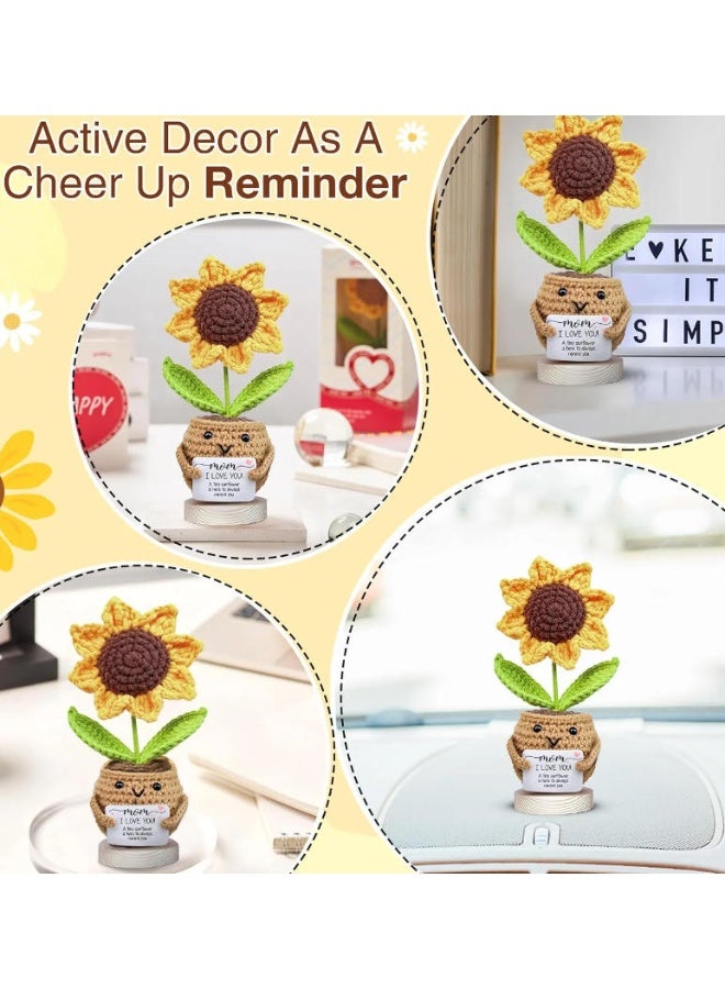 Daytoyz Handmade Crochet - I Love You - Mom Gift from Daughter, Son, Kid - Mother's Day, Christmas, Birthday Present Idea - Knitted Decor - Positive Sunflower Doll Crochet with Card - Image 5